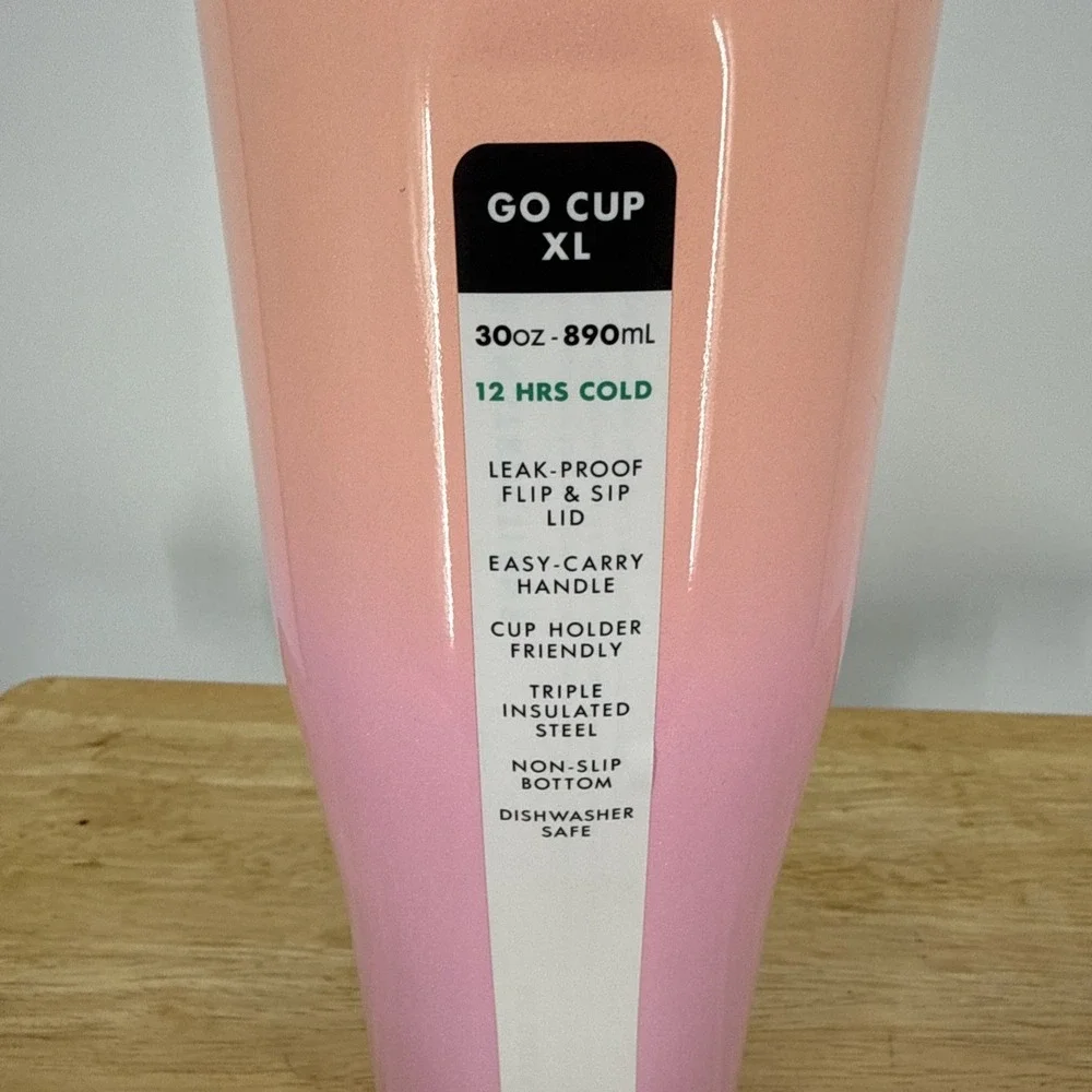 NWT Corkcicle Go Cup XL 30oz Varsity Purple Insulated Tumbler Handle Lid Ombré